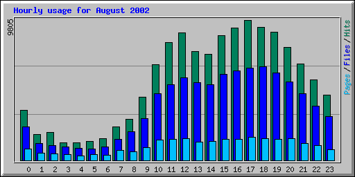 Hourly usage for August 2002
